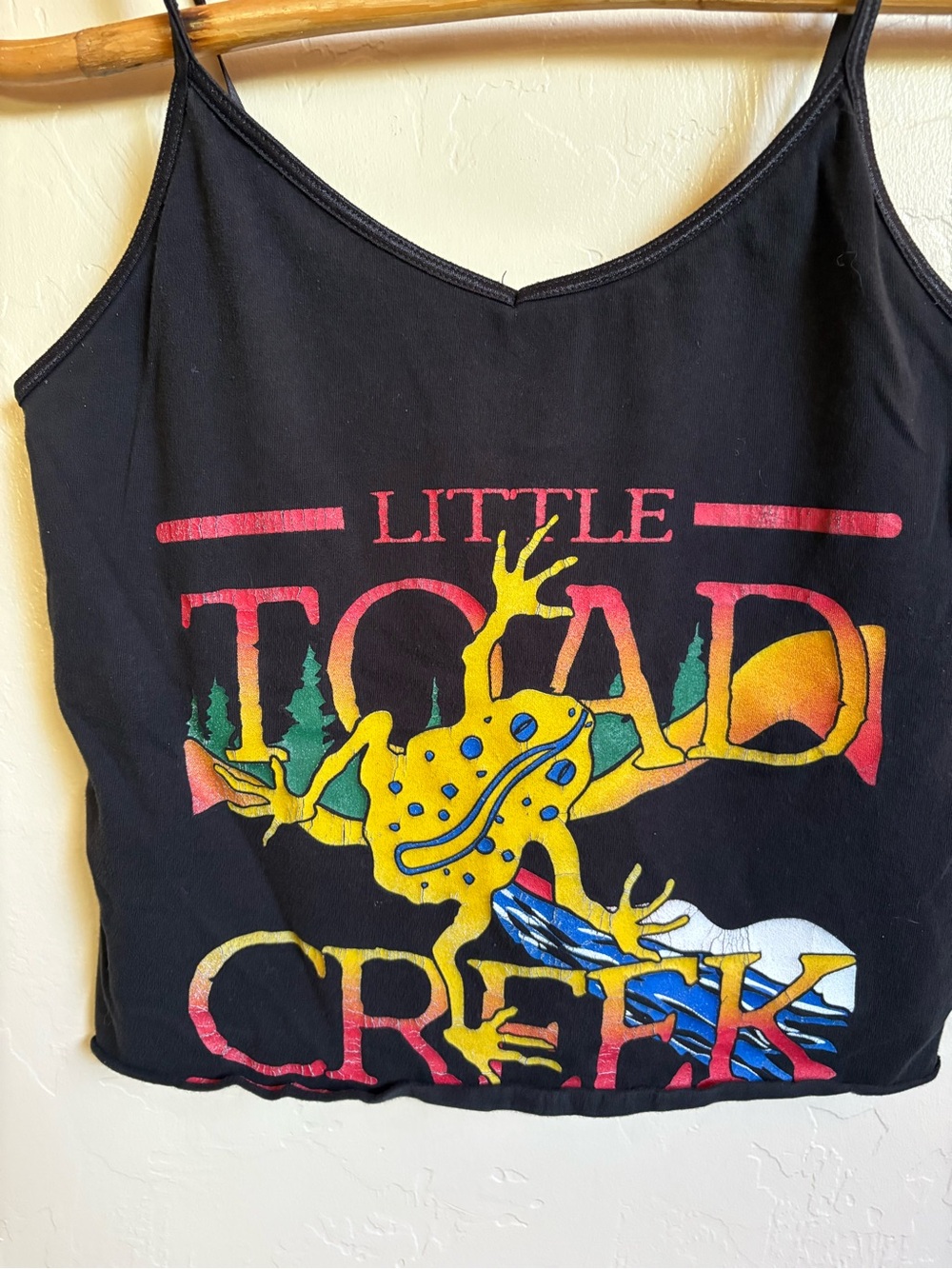 Little Toad Creek Brewery Cami Tank Top Black Size Medium Cut Off Cropped - Picture 2 of 7